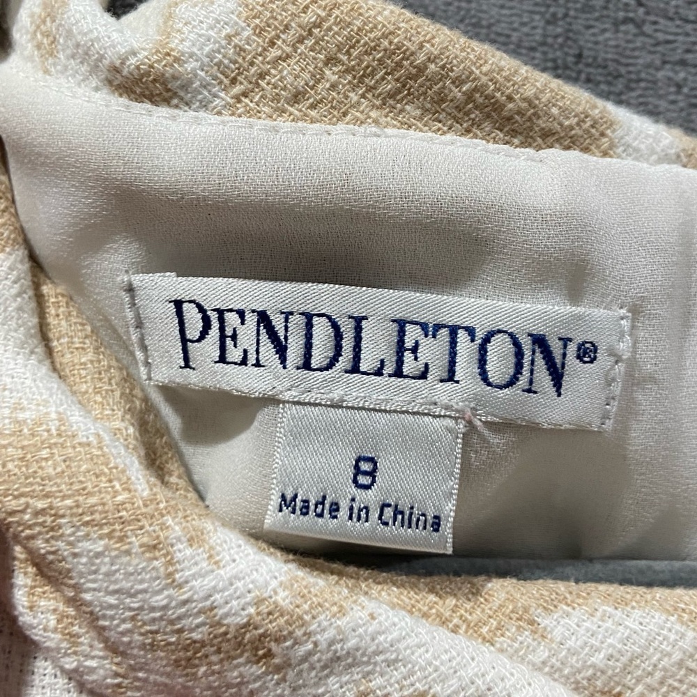 PENDLETON Drop Waist Shift Dress Linen White Tan Beige Women’s Size 8 - Picture 3 of 10